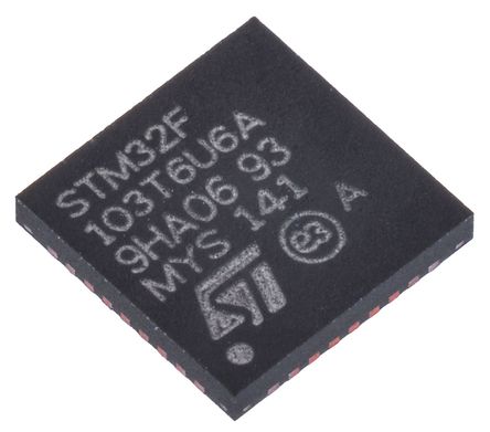 从RS在线网上购买微控制器 STM32F103T6U6A, 32 bit ARM Cortex M3 微控制器, 72MHz, 32 kB ROM 闪存, 10 kB RAM USB CAN I2C, 36针 VFQFPN封装 STMicroelectronics STM32F103T6U6A可次日送货。